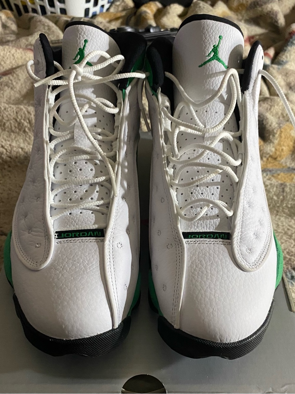 DS Jordan White Lucky Green 13s - Size 10.5